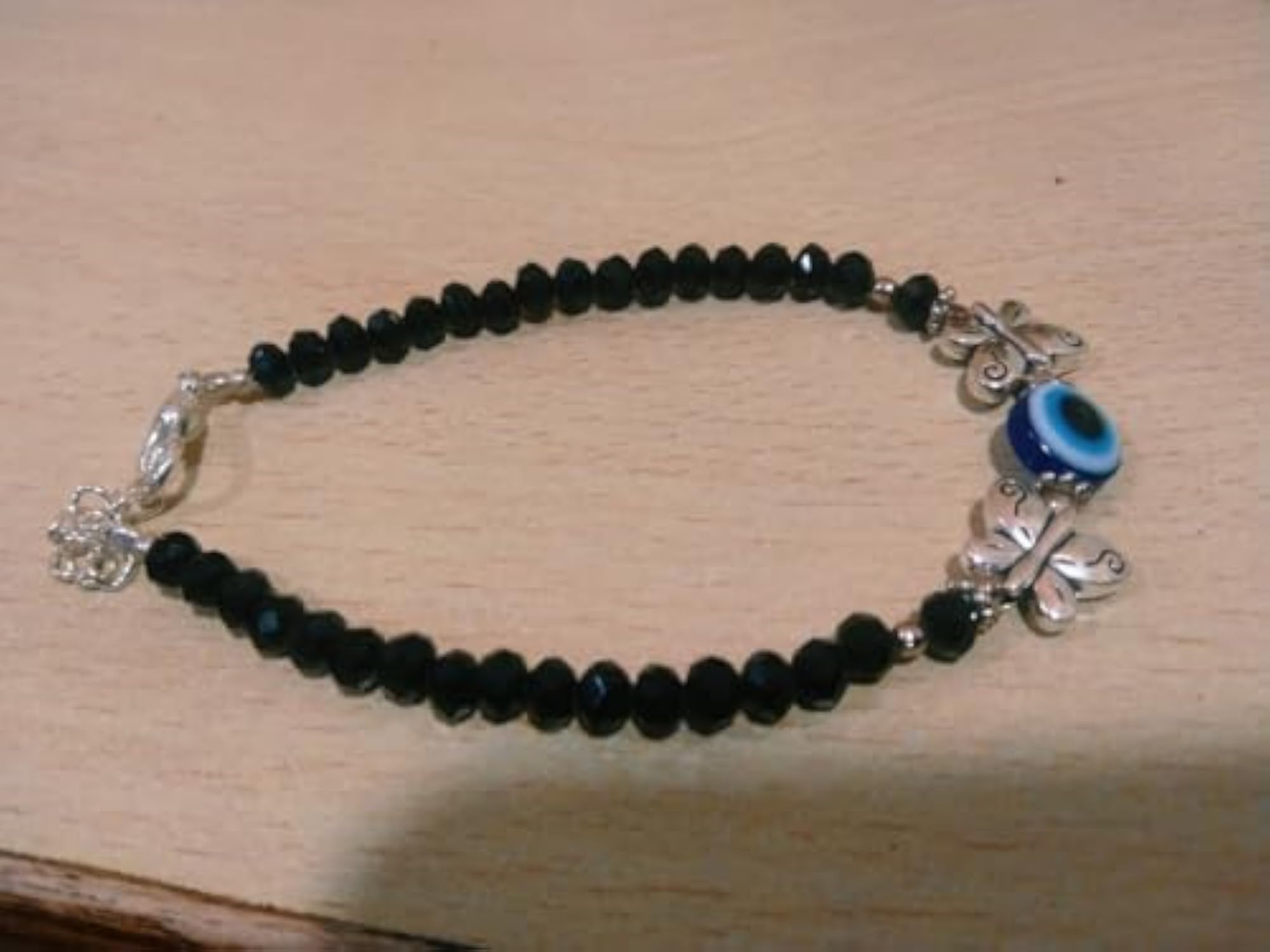 Butterfly Hath Ka Bracelet, Natural Black Beads